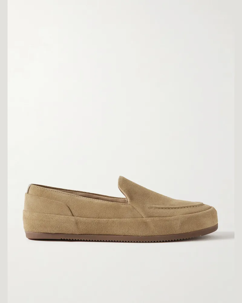MULO Fleece-Lined Suede Loafers Neutrals