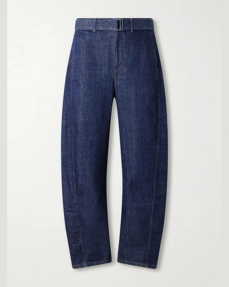 Christophe Lemaire Twisted Barrel-Jeans aus Bio-Denim mit Gürtel Blau