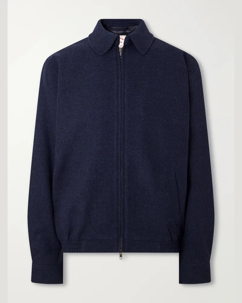 Portuguese Flannel Aurelia Felted Wool Blouson Jacket Blue