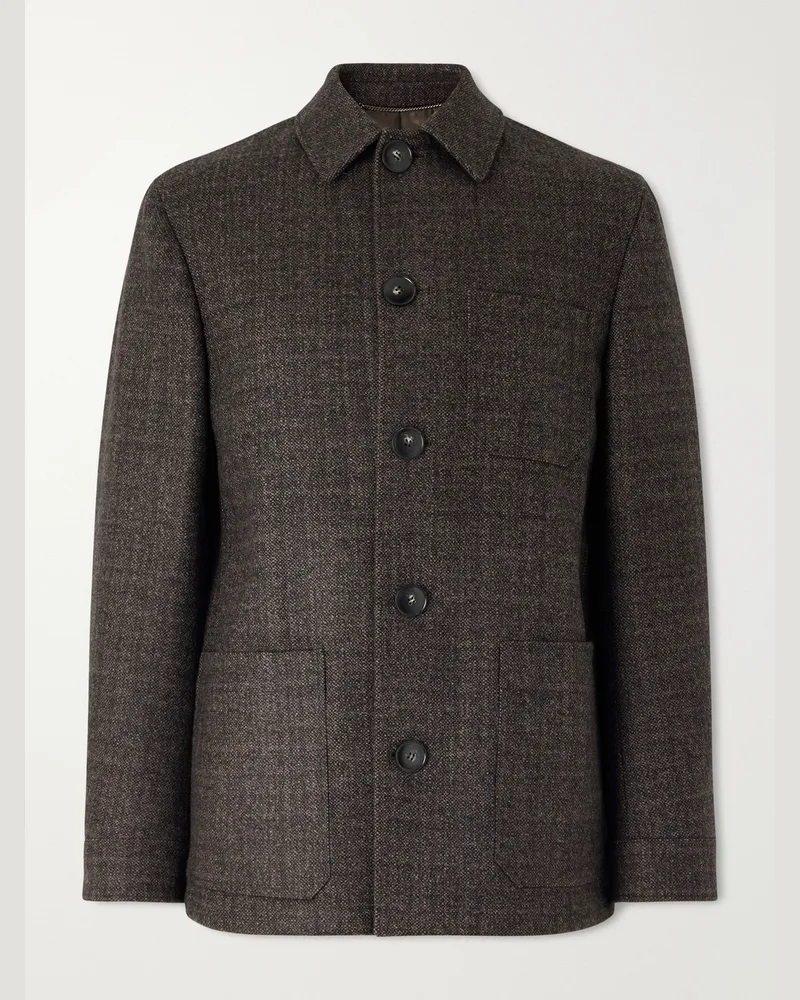 Canali Wool and Cashmere-Blend Chore Jacket Brown
