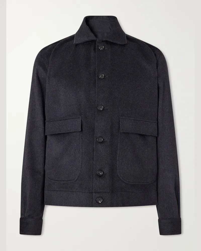 De Petrillo Wool and Cashmere-Blend Felt Bomber Jacket Black