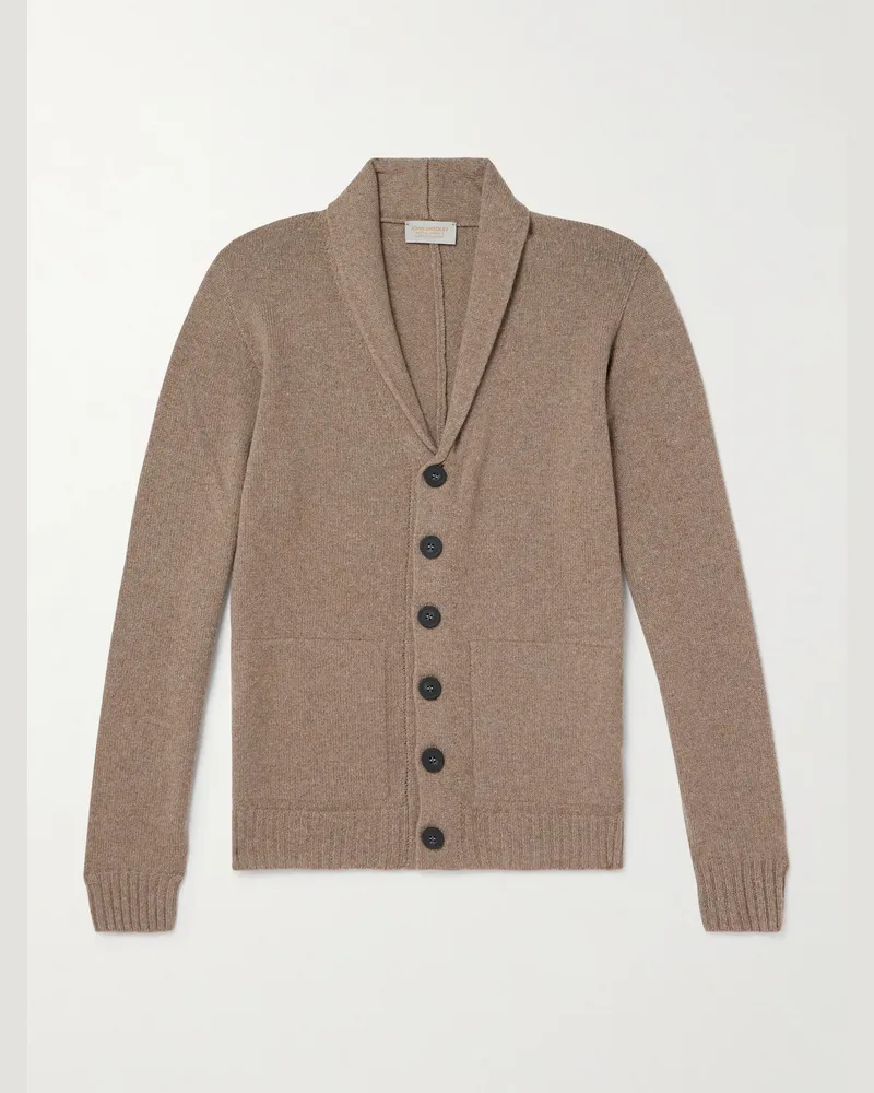 John Smedley Rockford Cardigan aus einer Mischung aus recyceltem Kaschmir und Merinowolle mit Schalkragen Braun