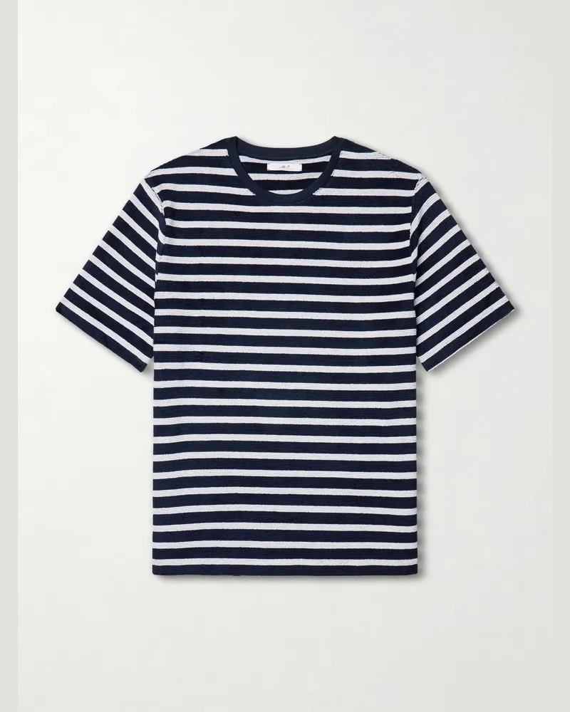 MR P. Gestreiftes T-Shirt aus Baumwollfrottee Blau