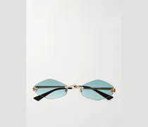 Panthère de Cartier Rimless Hexagon-Frame Gold-Tone Sunglasses