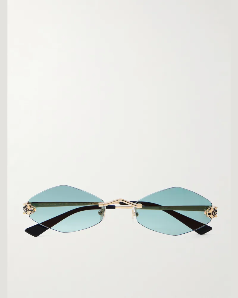 Cartier Panthère de Cartier rahmenlose sechseckige Sonnenbrille mit goldfarbenen Details Gold