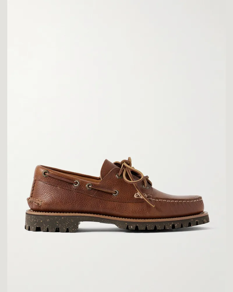 YUKETEN Hex Eye Bootsschuhe aus genarbtem Leder Braun