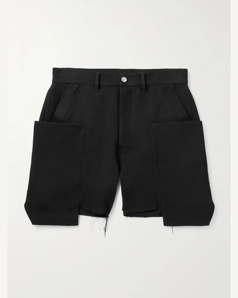 Rick Owens Stefan gerade geschnittene Cargoshorts aus Wolldrillich in Distressed-Optik Schwarz