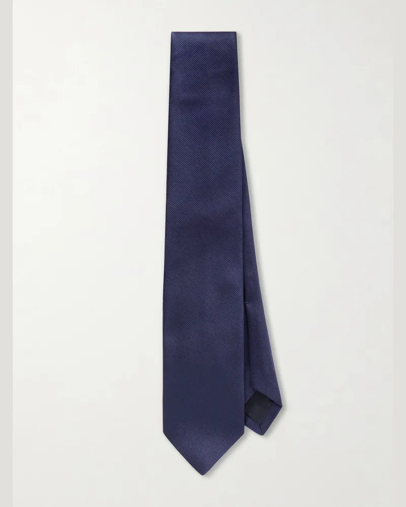 Drake's 8cm Silk-Twill Tie Blue
