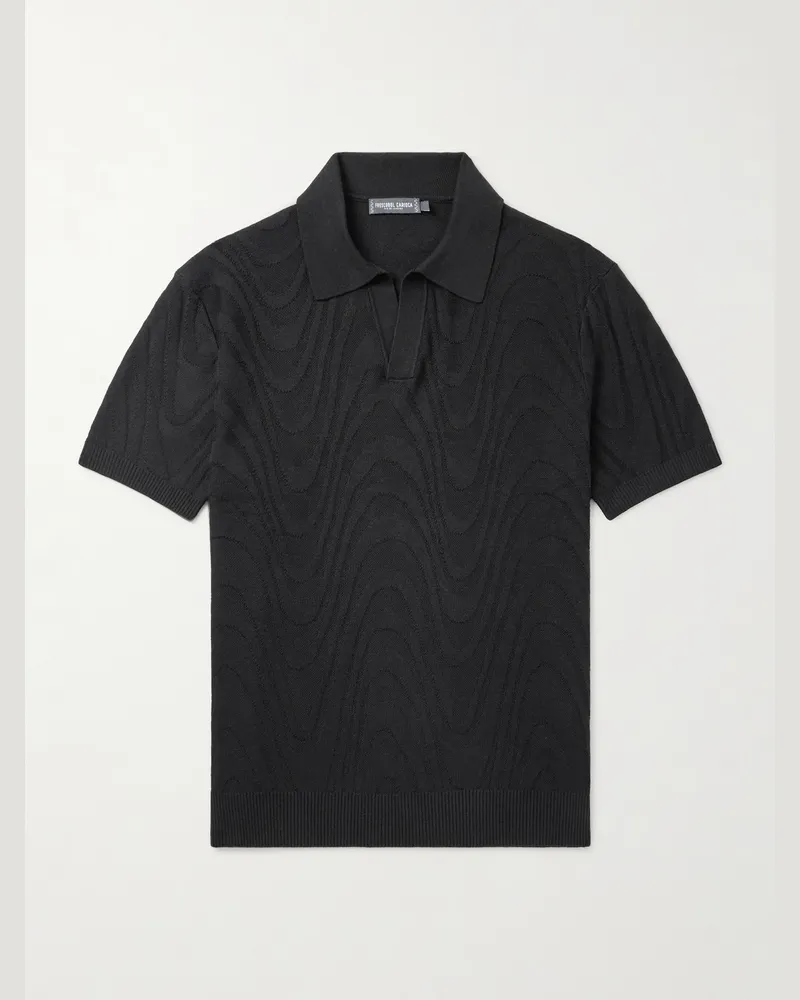 Frescobol Carioca Rino Cotton and Silk-Blend Polo Shirt Black