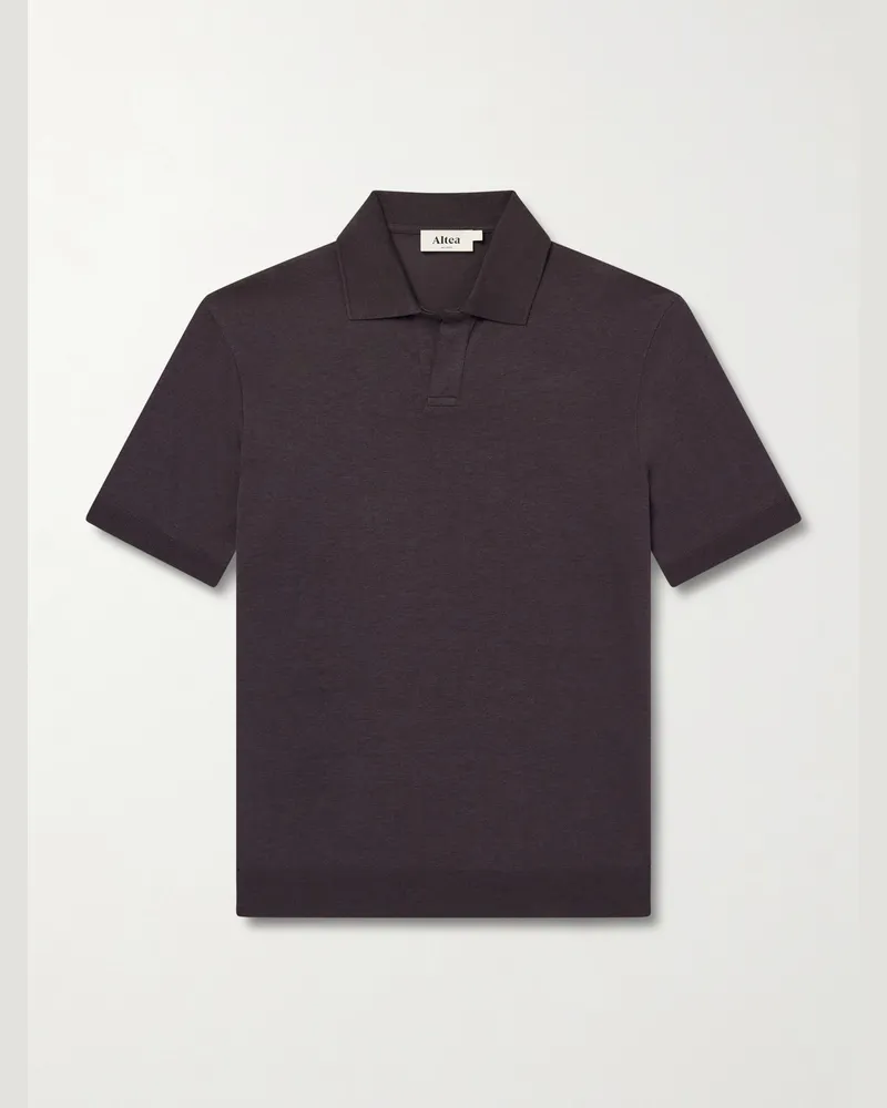 Altea Pierre Lyocell and Cotton-Blend Polo Shirt Brown