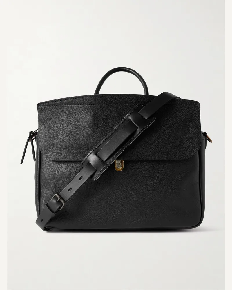 Bleu de Chauffe Business Zeppo Full-Grain Leather Briefcase Black