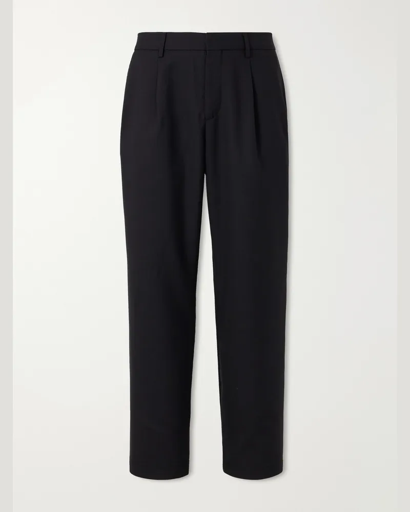 MR P. Wide-Leg Pleated Wool-Fresco Trousers Black