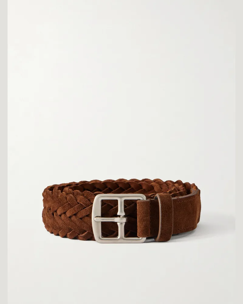 Officine Creative Italia 3cm Woven Suede Belt Brown