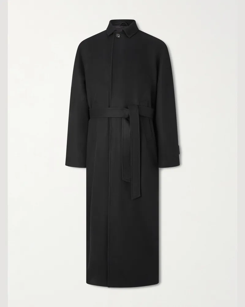 SAMAN AMEL Mantel aus Wolle mit Gürtel Schwarz