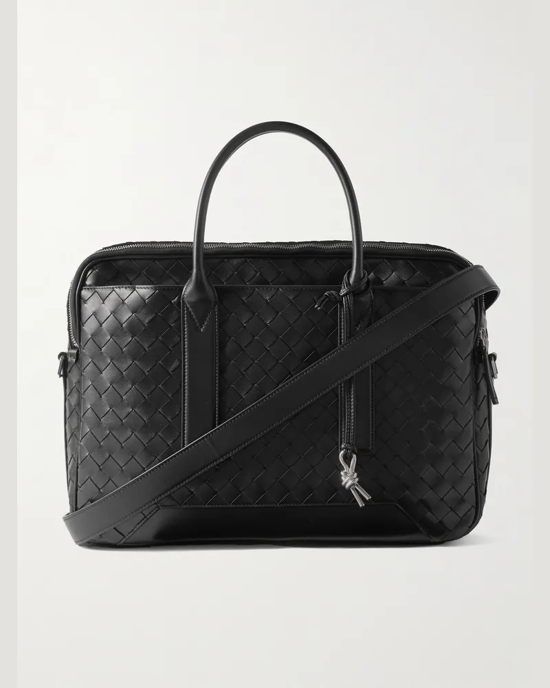 Bottega Veneta Intrecciato Leather Briefcase Black