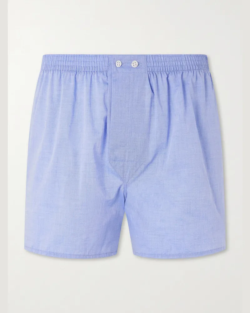 Derek Rose Amalfi Cotton Boxer Shorts Blue