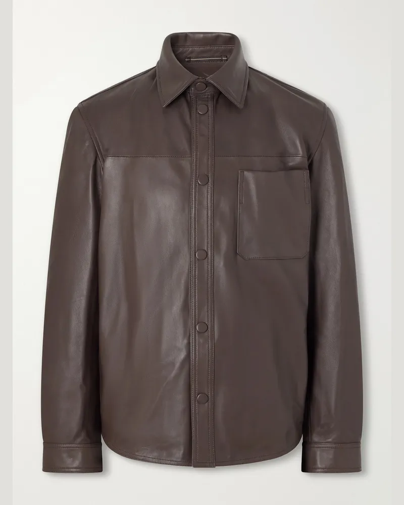 Slowear Montedoro Leather Jacket Brown
