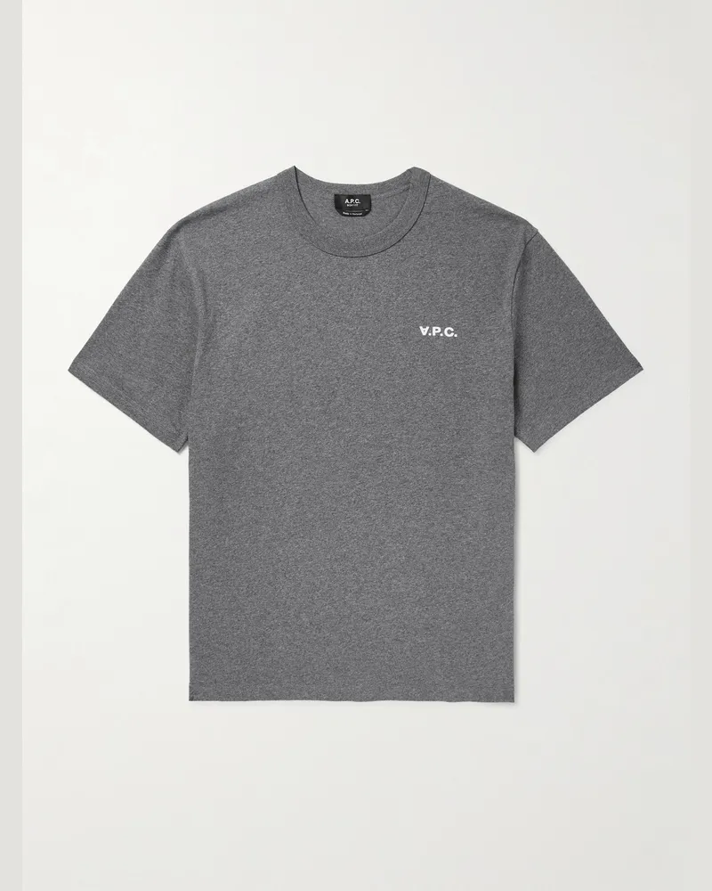A.P.C. T-Shirt aus Baumwoll-Jersey mit Logoflockdruck Grau