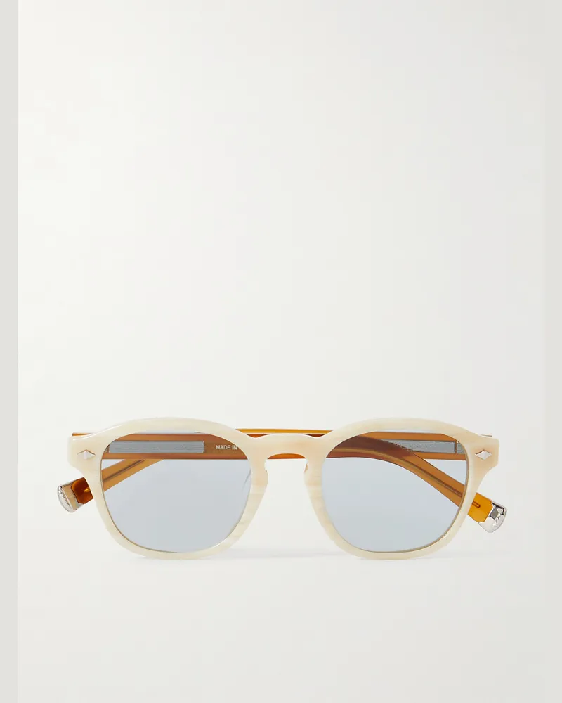 Brunello Cucinelli Round-Frame Two-Tone Acetate Sunglasses Neutrals