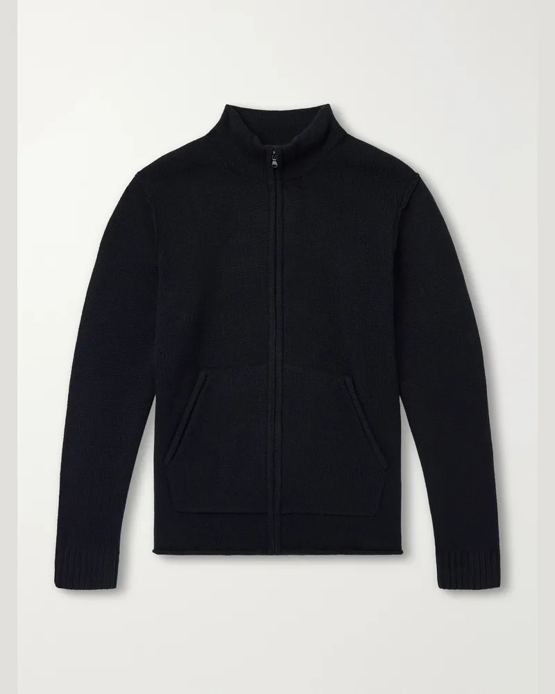 James Perse Cashmere Zip-Up Cardigan Blue