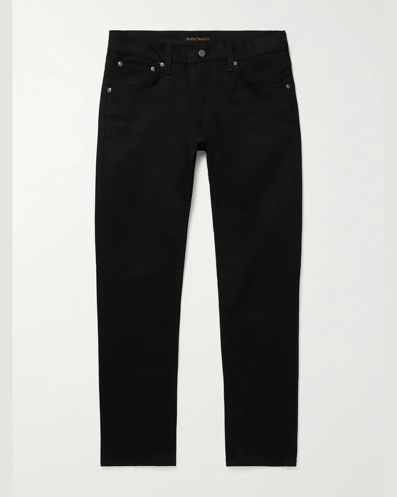 Nudie Jeans Lean Dean schmal geschnittene Jeans aus Bio-Denim Schwarz