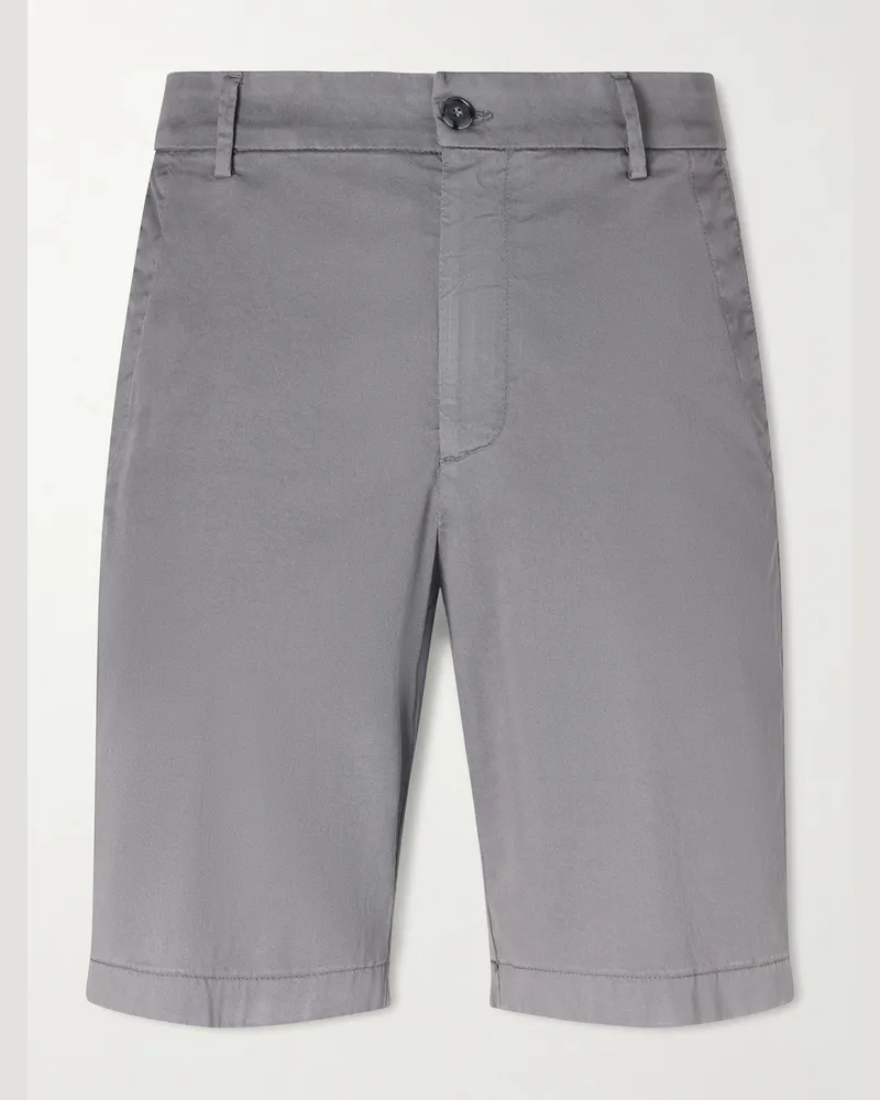 Canali Straight-Leg Stretch Cotton-Blend Shorts Gray