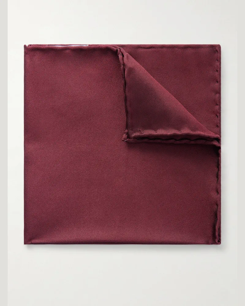 Brunello Cucinelli Silk-Twill Pocket Square Burgundy