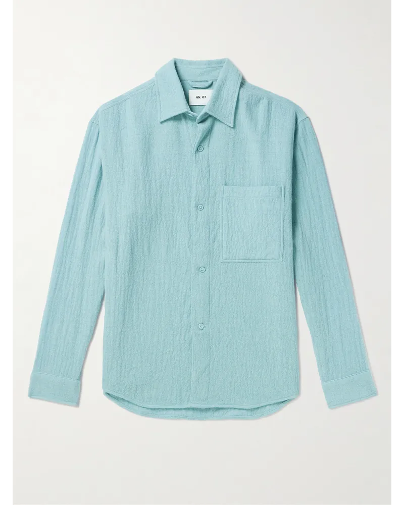NN 07 Adwin 5366 Hemdjacke aus Flanell aus einer Wollmischung Blau