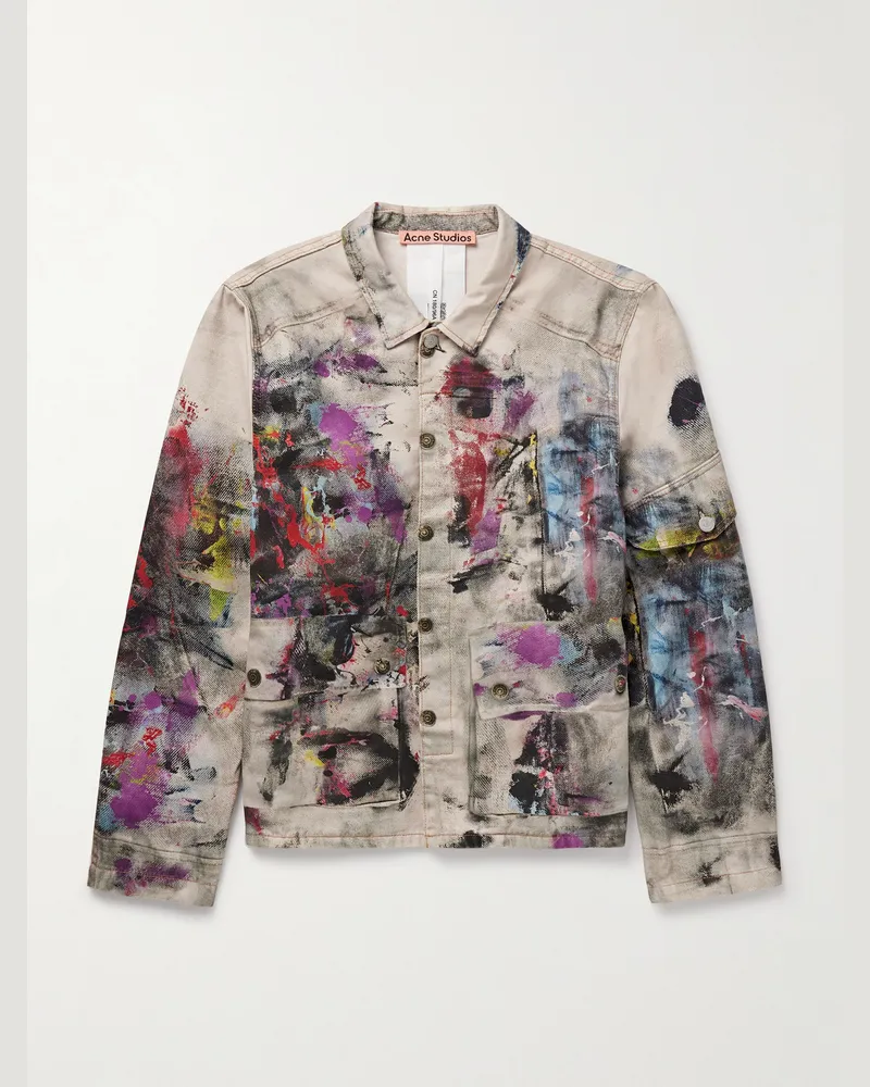 Acne Studios Jeansjacke mit Print und Trompe-l'œil-Effekt Grau