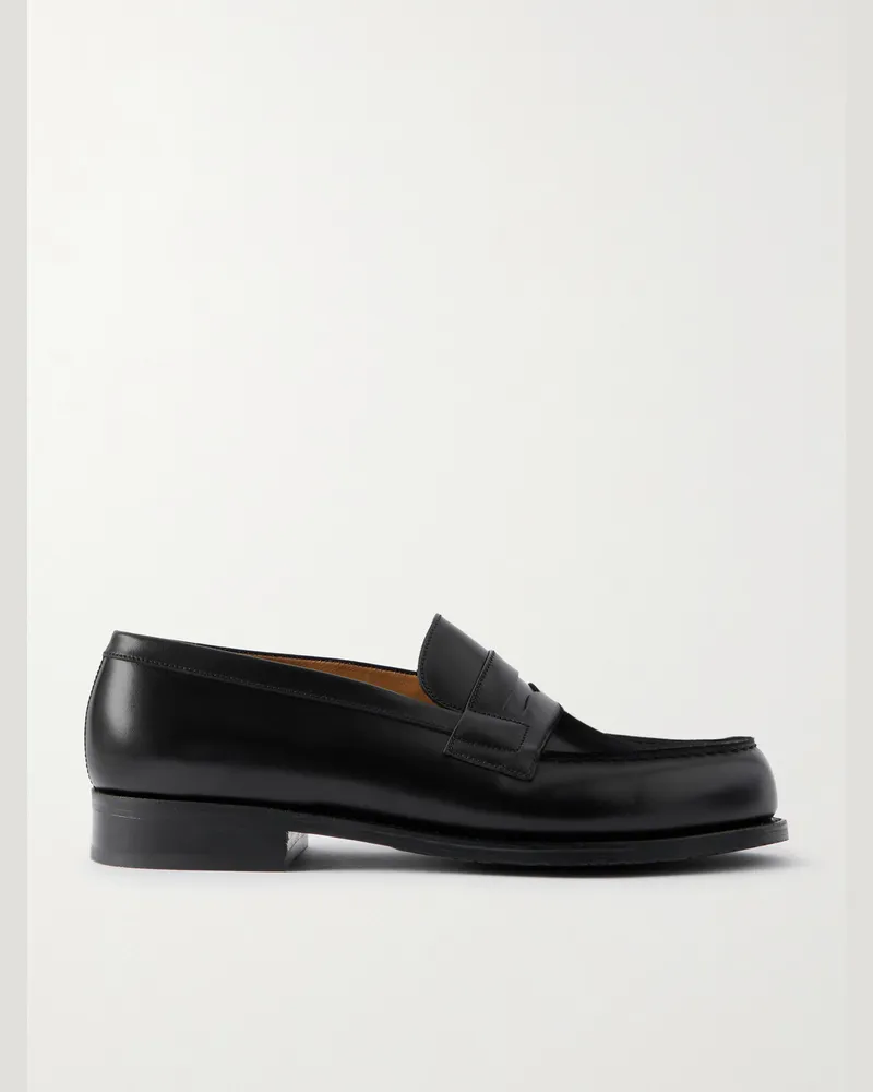 JM Weston 180 Moccasin Leather Penny Loafers Black