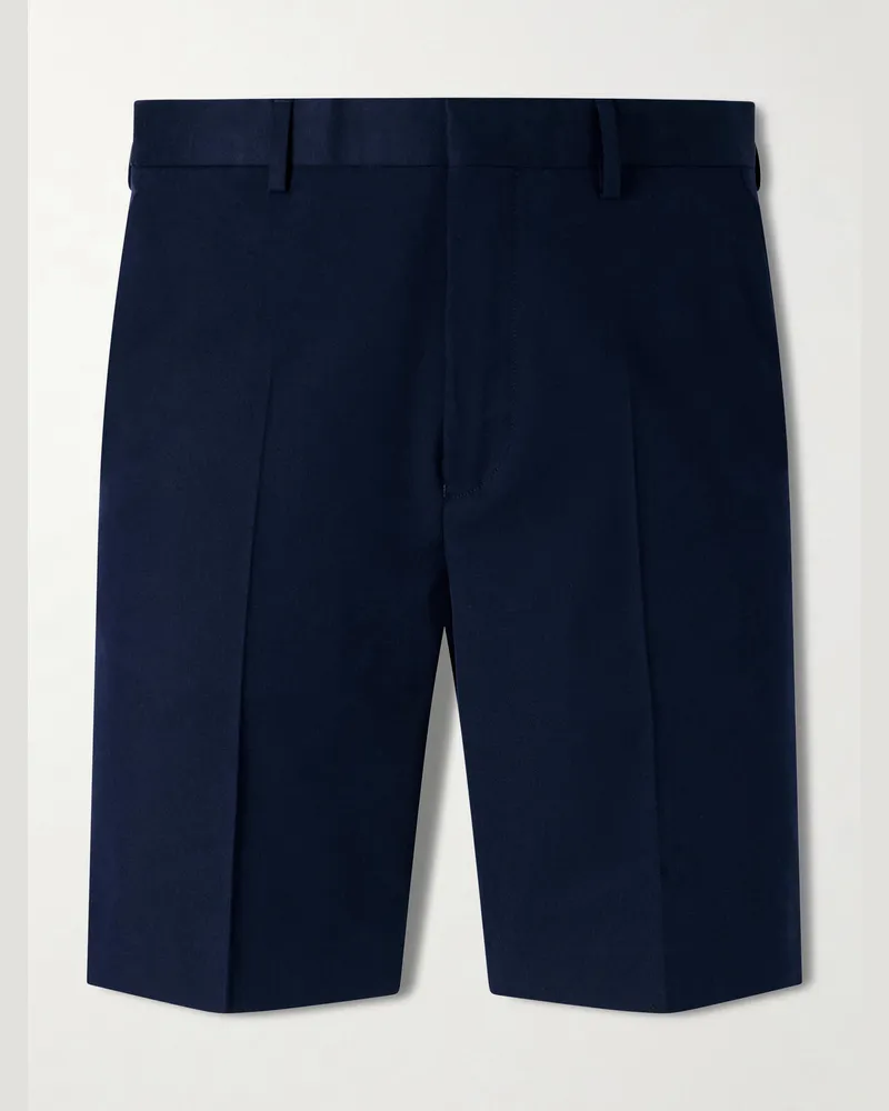 Dries van Noten Straight-Leg Cotton and Wool-Blend Shorts Blue