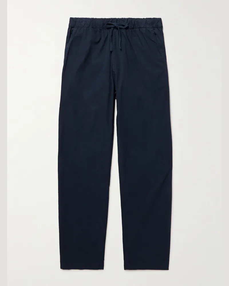 Hartford Joggy Straight-Leg Cotton-Twill Trousers Blue