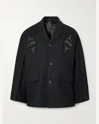 Simone Rocha Blazer aus Loden aus einer Wollmischung mit Kristallen Grau