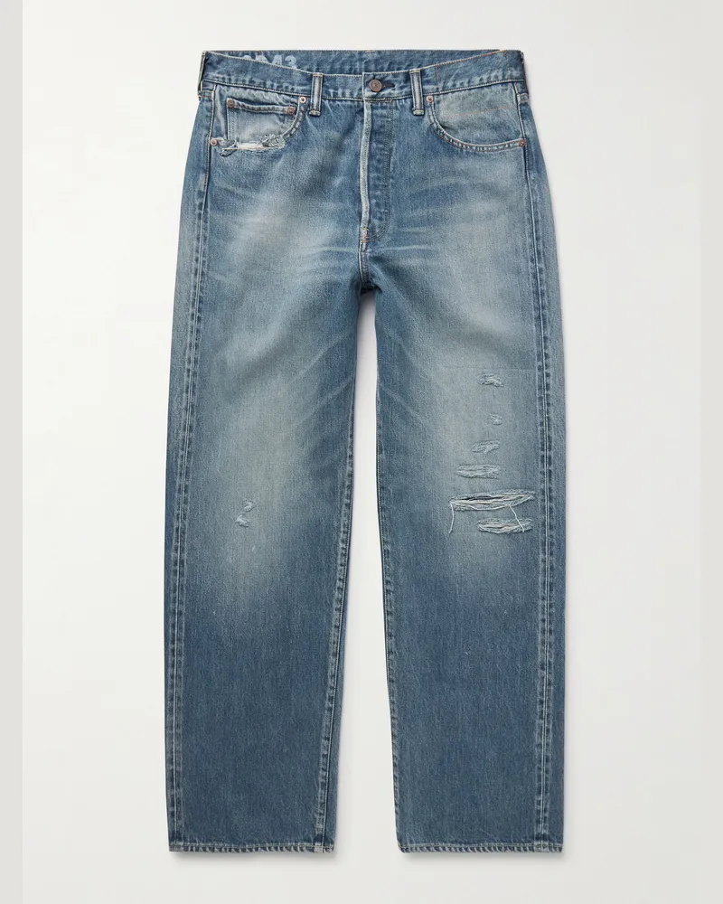 Visvim Social Sculpture 01 gerade geschnittene Jeans aus Selvedge Denim in Distressed-Optik Blau