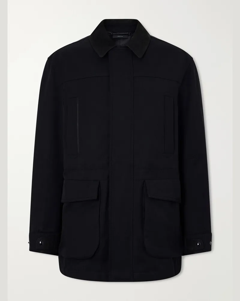Tom Ford Suede-Trimmed Cotton-Blend Twill Jacket Black