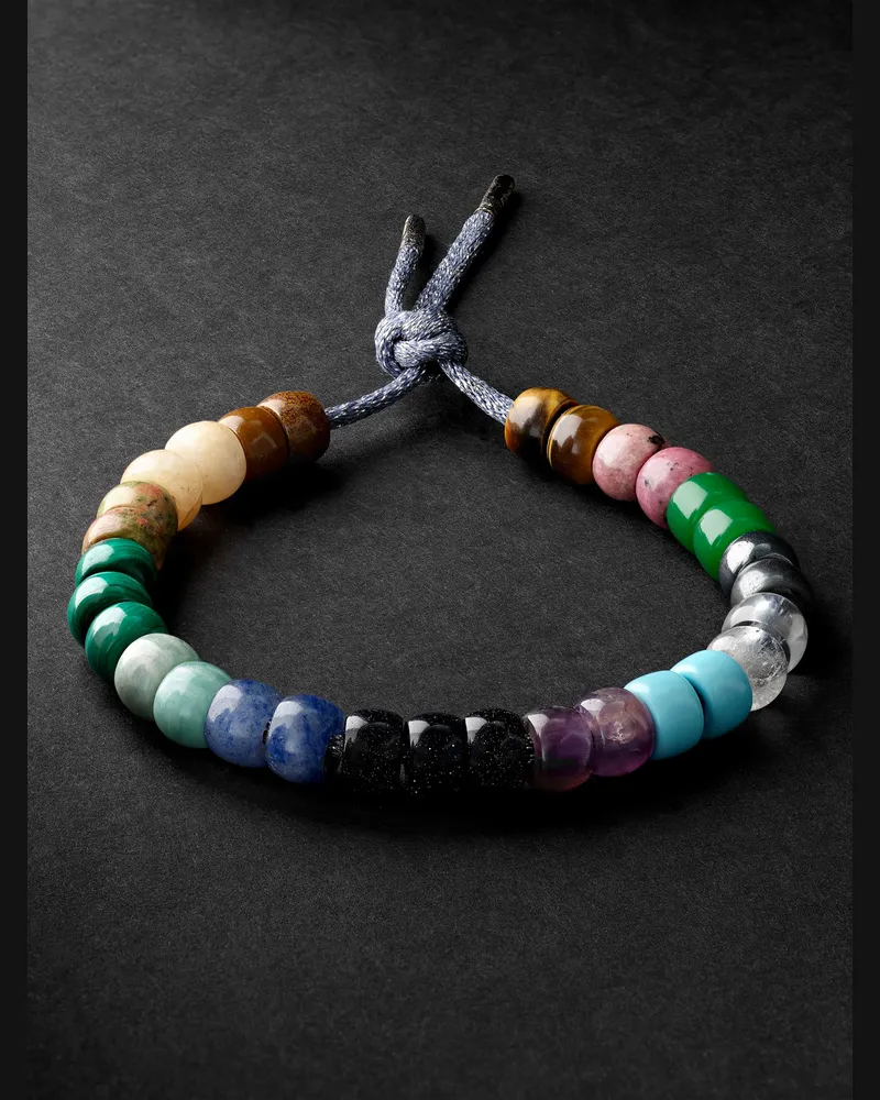 Carolina Bucci Forte Beads Armband aus geschwärztem Gold mit Steinen Grün