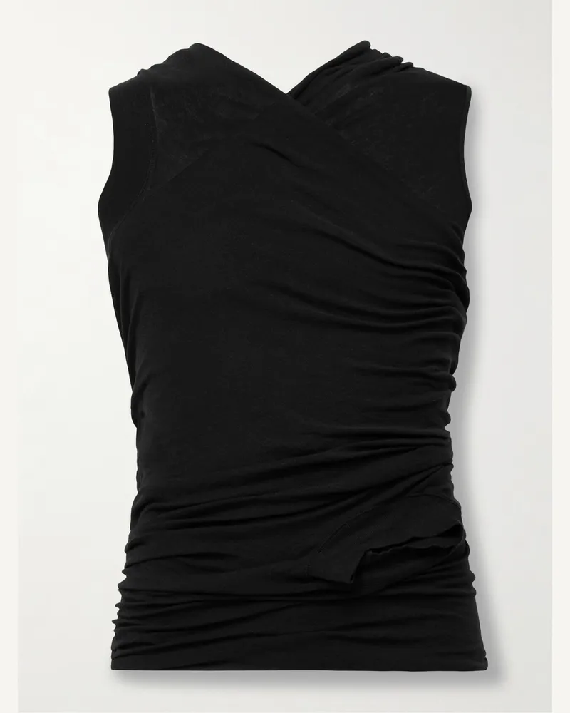 Rick Owens Banana mehrlagiges, gerafftes Tanktop aus Baumwoll-Jersey Schwarz