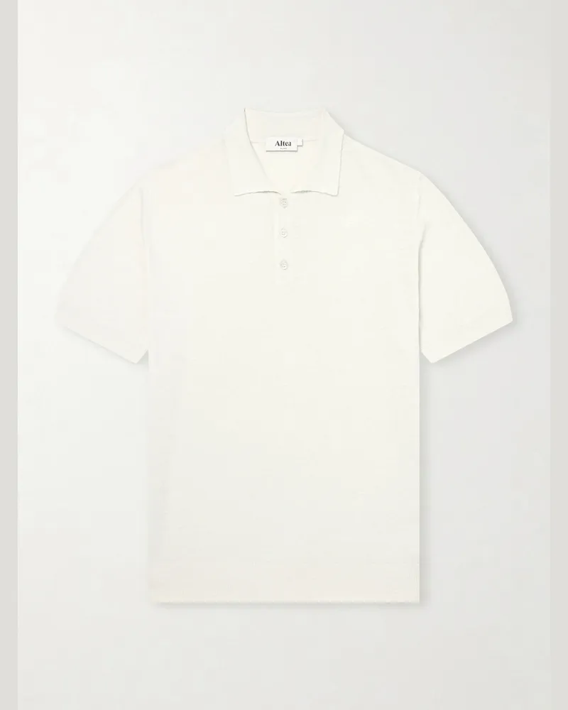 Altea Linen and Cotton-Blend Polo Shirt Neutrals
