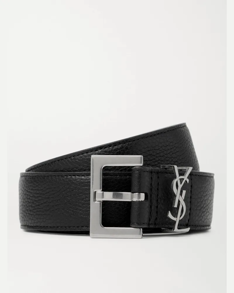 Saint Laurent 3cm Full-Grain Leather Belt Black