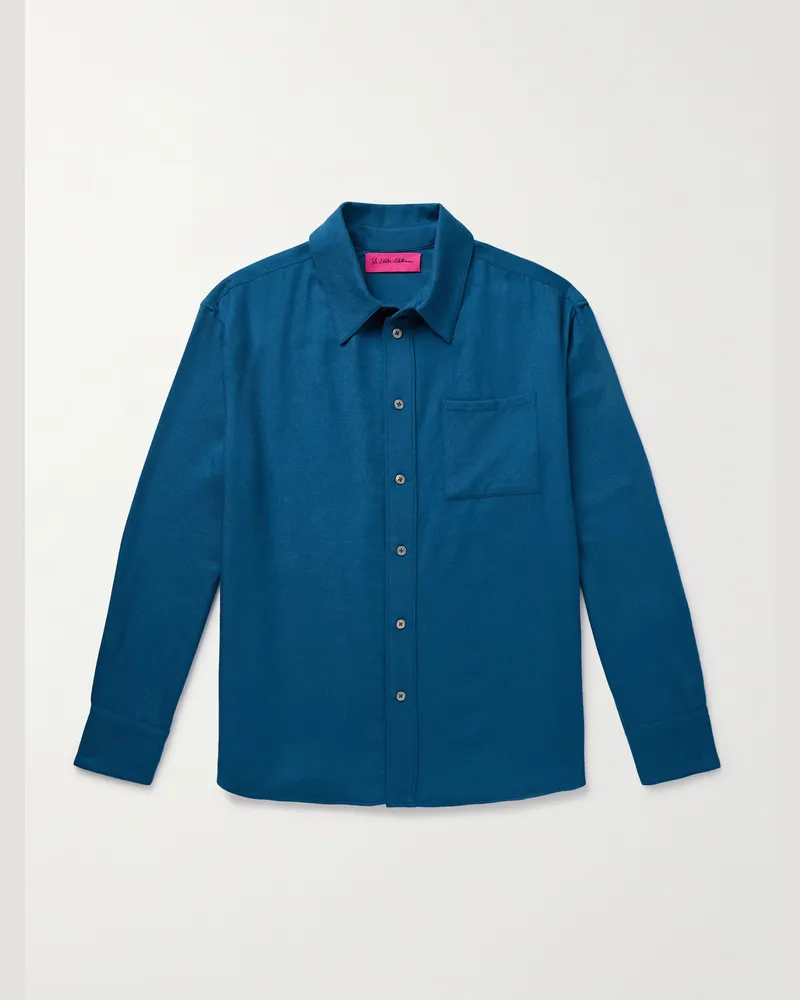 The Elder Statesman Hemd aus Twill aus einer Woll-Kaschmirmischung Blau