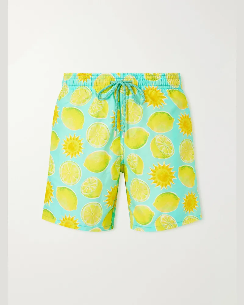 Vilebrequin Moorea Straight-Leg Mid-Length Printed Recycled Shell Swim Shorts Yellow