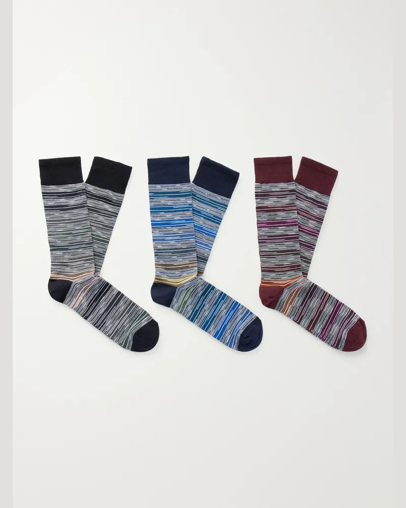 Missoni Three-Pack Space-Dyed Cotton-Blend Socks Multi