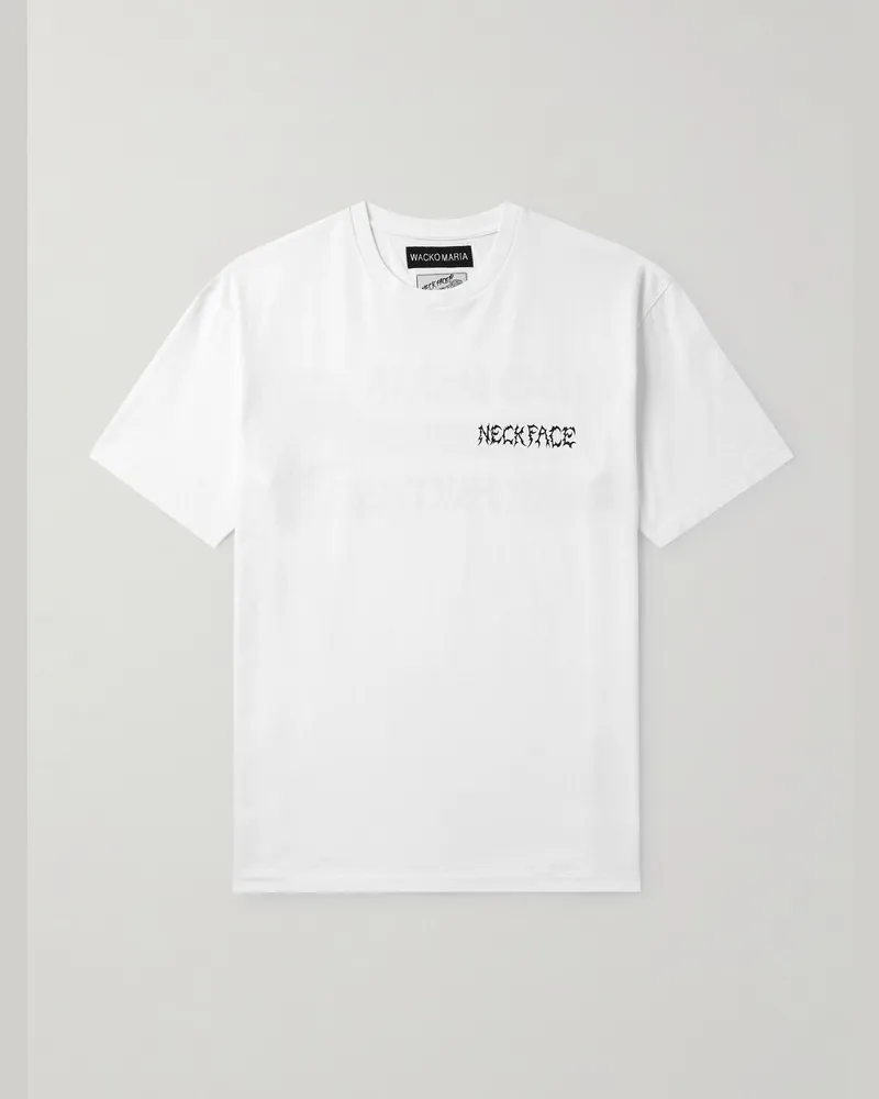Wacko Maria Neck Face T-Shirt aus Baumwoll-Jersey mit Logoprint Weiß