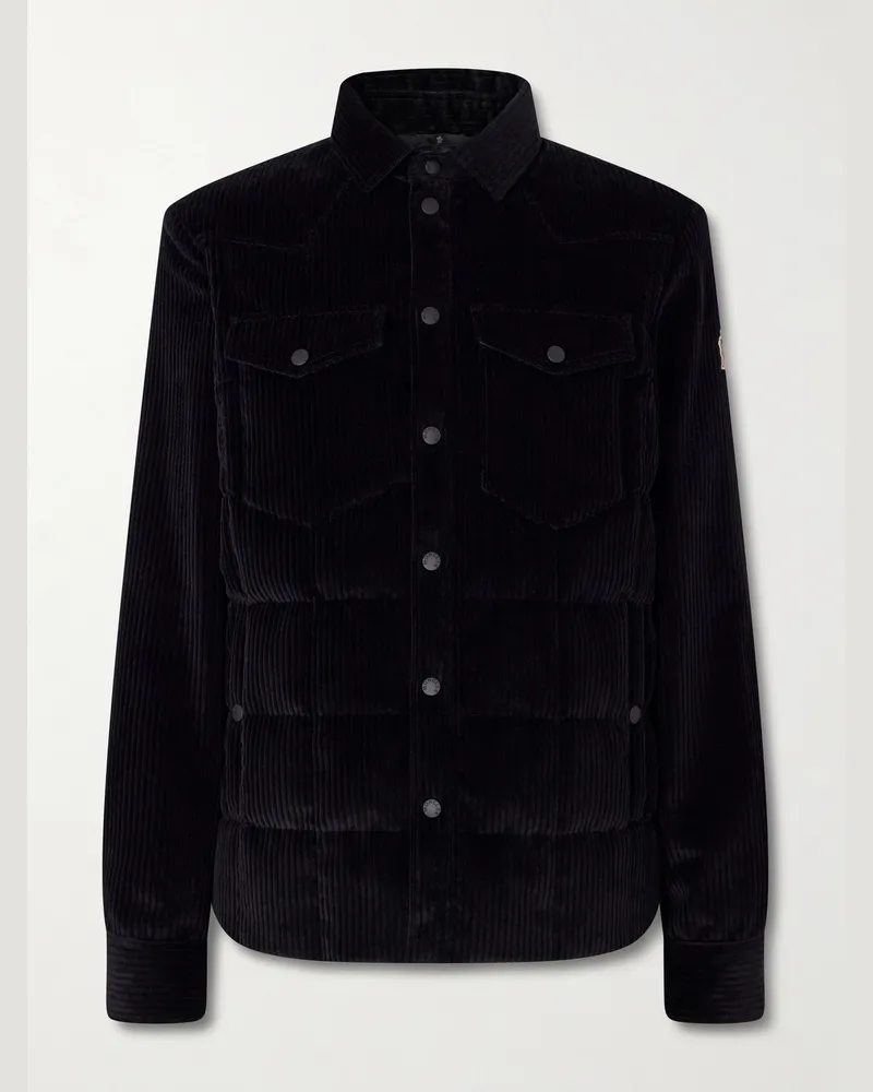 Moncler Gelt Quilted Cotton-Blend Corduroy Down Shirt Jacket Black