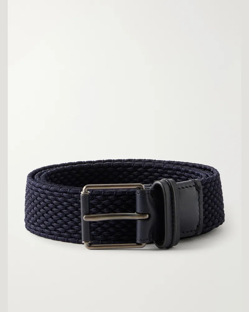 Ermenegildo Zegna 3cm Woven Belt Blue