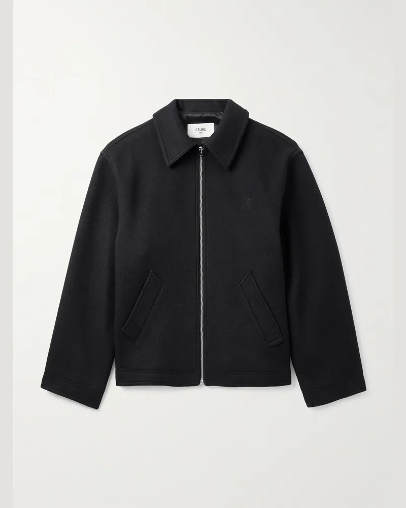 Celine Jacke aus Wollfilz mit Logostickerei Schwarz