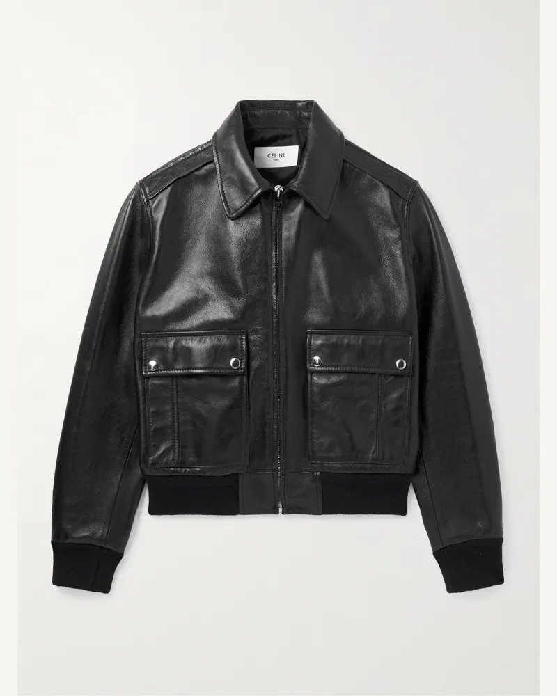 Celine Blouson aus Leder Schwarz