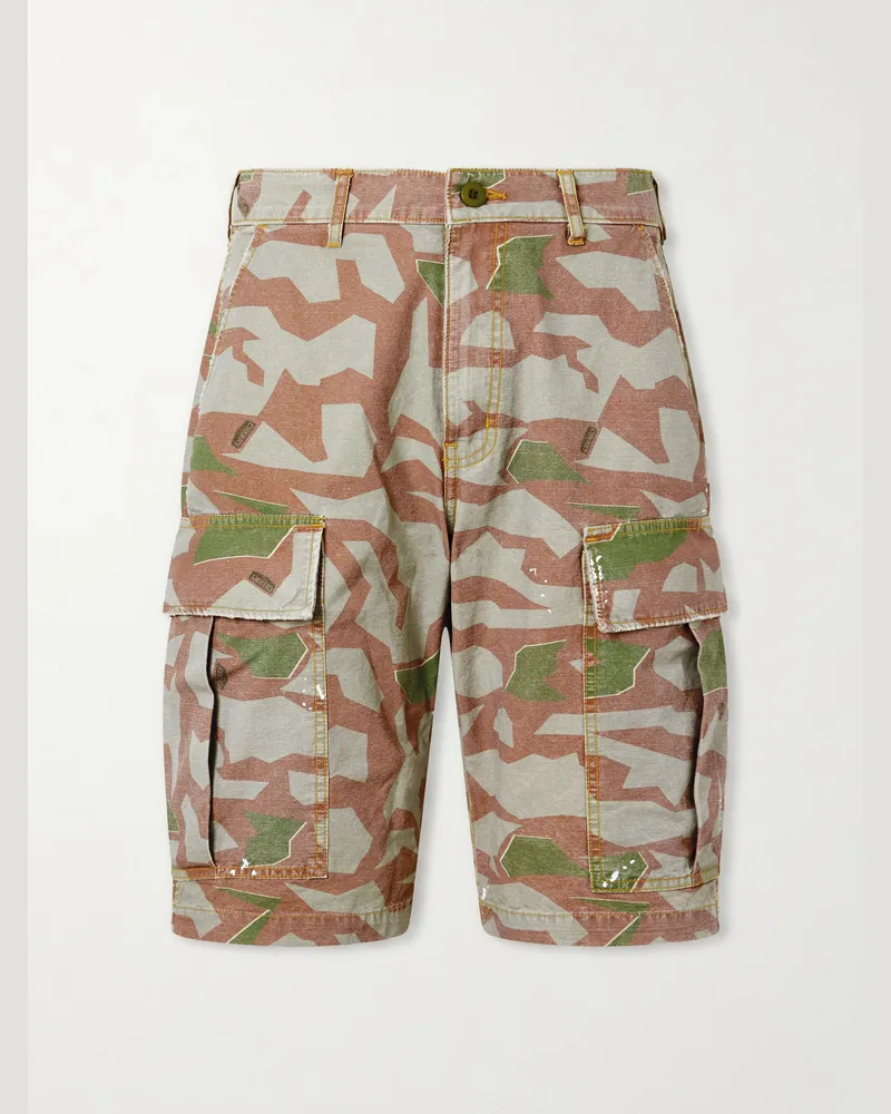 Cherry Los Angeles Wide-Leg Camouflage-Print Shorts Brown