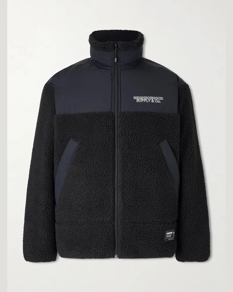 Neighborhood Jacke aus Fleece mit Shell-Besatz und Logostickerei Schwarz