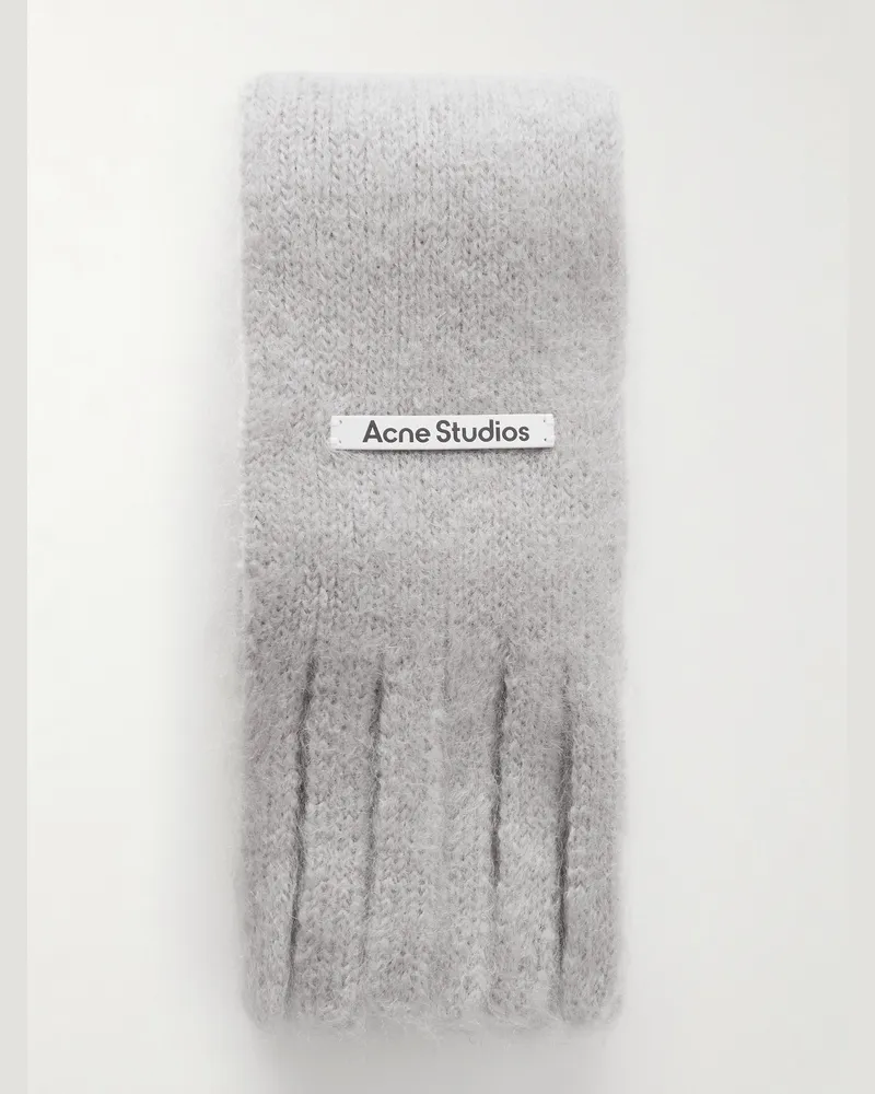 Acne Studios Kinna Skinny Fringed Mohair and Wool-Blend Scarf Gray